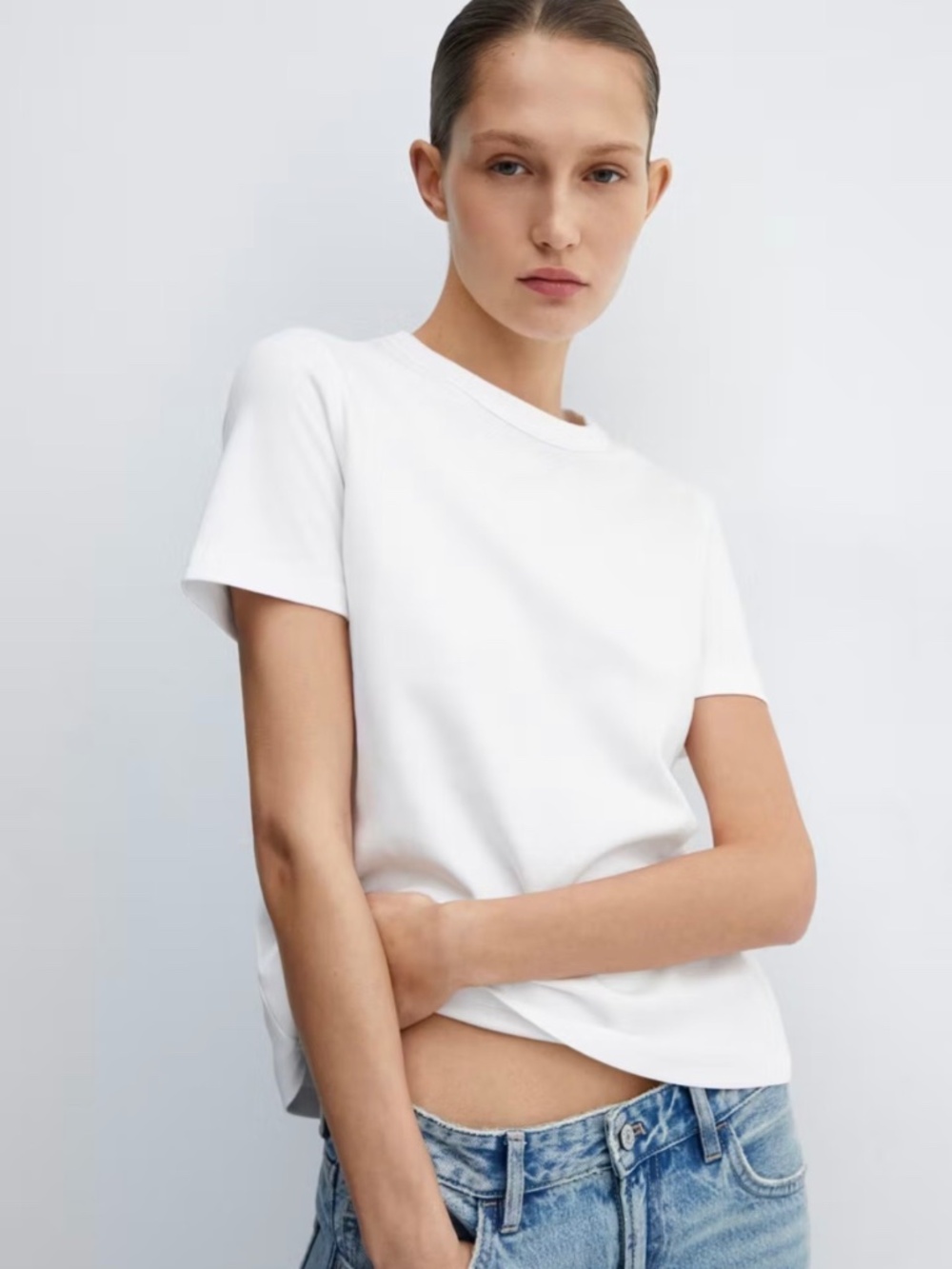 NWOT MANGO PREMIUM COTTON T SHIRT WHITE IN XL